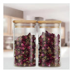 Pack 6 Frascos 700ml Para Condimentos Especias Tapa Bambú Color Transparente