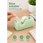 Porta Scotch Dispensador Cinta Adhesiva Para Escritorio Verde Claro