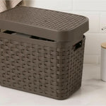 X3caja Organizadora Canasto Plastico Rattan Con Tapa 23x31cm