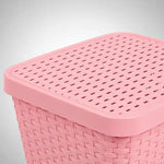 X3caja Organizadora Canasto Plastico Rattan Con Tapa 23x31cm