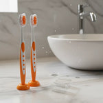 X2cepillo De Diente Higiene Dental Mango Ergonómico Con Tapa Naranja