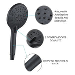 Cabezal De Ducha Grande, Ajustable. Ducha De Mano  Negro Mate