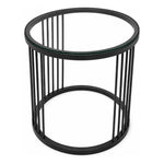 Mesa De Centro Redonda Juego 2 Mesita Centro Cubierta Vidrio Negro