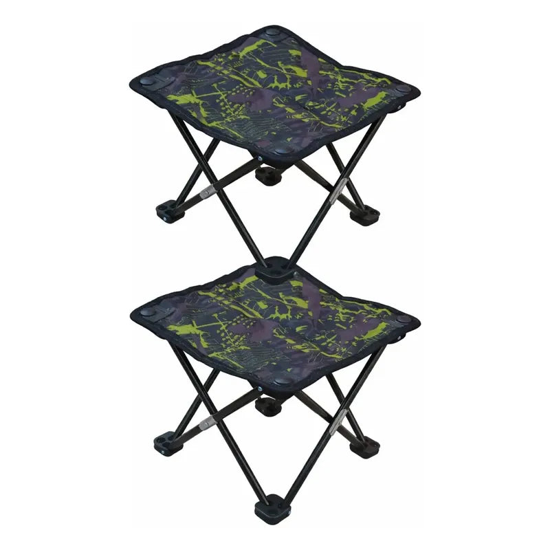 X2 Taburete Plegable Silla Portátil Camping Piso De Acampar Camufle