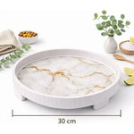 Bandeja Redonda De Servir De Melamina Grano De Madera 30cm