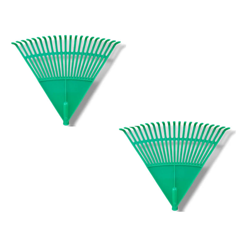 X2 Rastrillos Barre Hojas Plástico Para Jardín 20 Dientes Verde