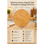 Tabla Para Picoteo Snacks De Bambu Con Mango Pizzera