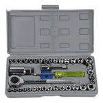 Juego Caja Set Dados Chicharra Herramientas 40 Piezas Auto Plateado / Gris