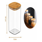 X4 Frasco De Vidrio Contenedor 700ml Tapa Bambu Especies Transparente