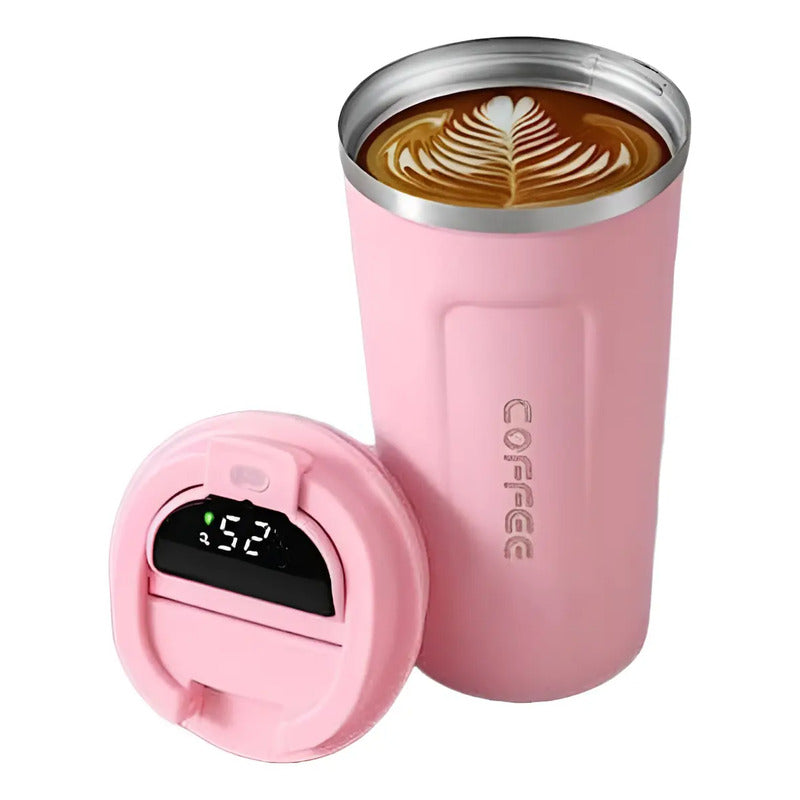 Vaso Taza De Café Térmico Acero Inoxidable Tapa Digital