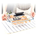 X2 Fuente Vidrio Para Hornear 3 Litros Con Tapa Rectangular Transparente