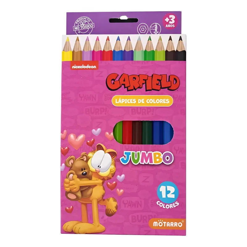 X12 Lapices Jumbo Motarro De Colores Escolar Para Colorear 12 Colores