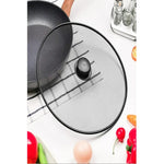 Tapas De Vidrio Y Anti Salpicadura Olla Sarten 18 Cm Negro