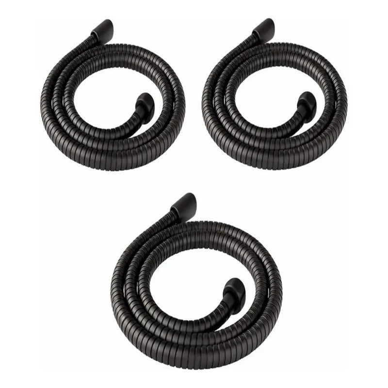 X3 Manguera Flexible Negro  Repuesto Ducha Extensible 2mtrs Negro Mate