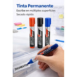 Set 3 Marcadores Plumones Permanentes Punta Redonda Multiuso Negro, Rojo, Azul