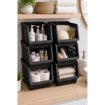 Organizador Gaveta Multiuso Apilable Ventilado Kendy Pack2 Negro