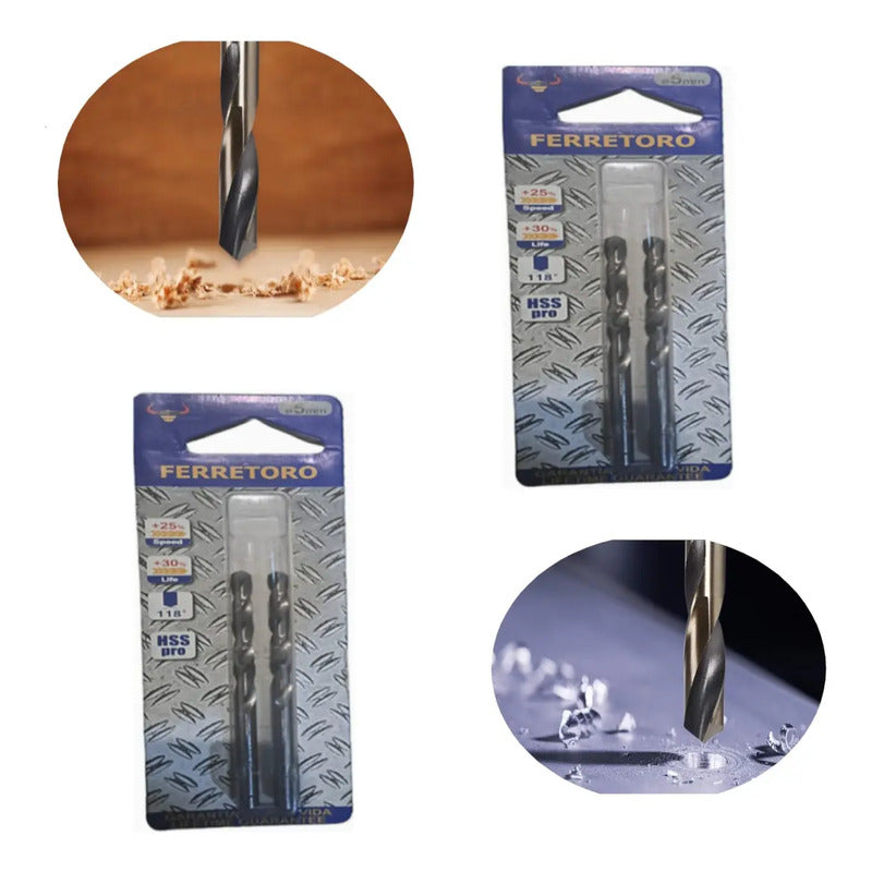 X2 Pack De 2 Brocas De Metal  5mm Acero Inoxidable