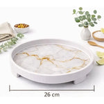 Bandeja Redonda De Servir De Melamina Grano De Madera 26cm