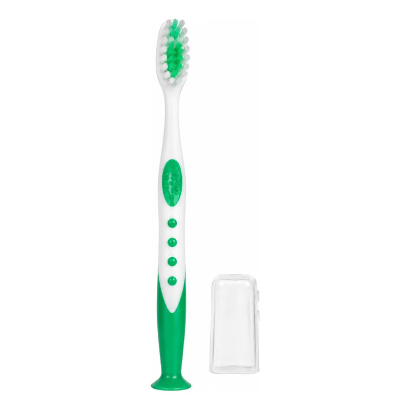 Cepillo De Dientes Higiene Dental Mango Ergonómico Con Tapa Verde