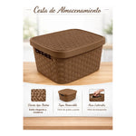 X3caja Organizadora Canasto Plastico Rattan Con Tapa 23x31cm