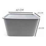 X3 Caja Cesta Organizadora Plastica Con Tapa Apilable 24ltrs