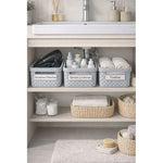 X3caja Organizadora Canasto Plastico Rattan Con Tapa 23x31cm