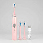 Cepillo De Dientes Electrico Recargable Usb + 2 Repuestos