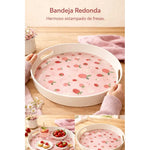 Bandeja Redonda De Servir De Melamina Diseños Con Asas  30cm