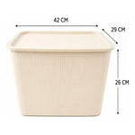 X3 Caja Cesta Organizadora Plastica Con Tapa Apilable 24ltrs