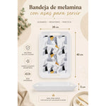 Bandeja De Melamina De Servir Bandeja Rectangular Con Asa Marmol Geometrico