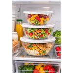 Set De 3 Bowl Ensaladera Redonda De Acrílico Con Tapa Transparente/tapa Blanca