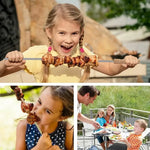 12 Brochetas Pinchos Anticucho Acero Barbacoa Parrilla Asado Plateado-madera Brochetas