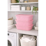 X3 Caja Cesta Organizadora Plastica Con Tapa Apilable 14ltrs