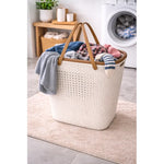 Canasto De Plastico Rattan Para Ropa Sucia Multiuso Con Asas Crema Rattan-sin Tapa