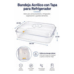 Bandeja Acrilico Con Tapa Para Refrigerado Almacenamiento Transparente