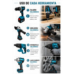 Taladro Esmeril Sierra Llave Impacto Inalambricas Kit 4 Pcs