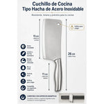 Cuchillo De Cocina De Hacha Machete Acero Inoxidable Grande Plateado
