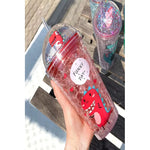 X2 Vaso Infantil Dinosaurio Acrilico Con Bombilla Luz 450ml