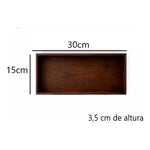 Set 3 Bandejas De Bambu Rectangular Para Servir Alimentos Marrón Oscuro