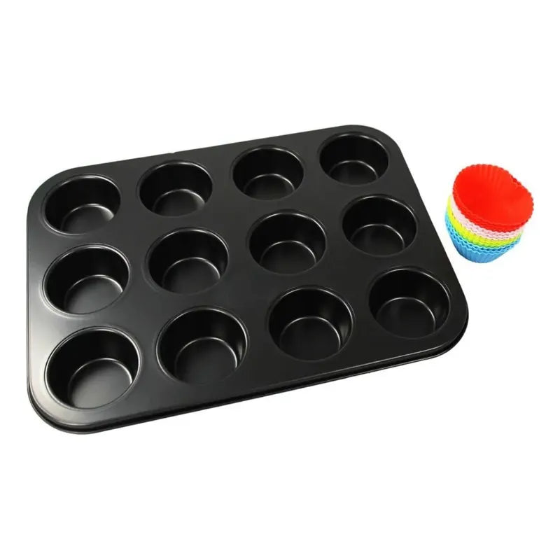 Bandeja 12 Moldes De Silicona Para Hornear Magdalenas