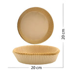 50 Platos Papel Airfryer Antiadherente 20cm Desechables Marrón Claro