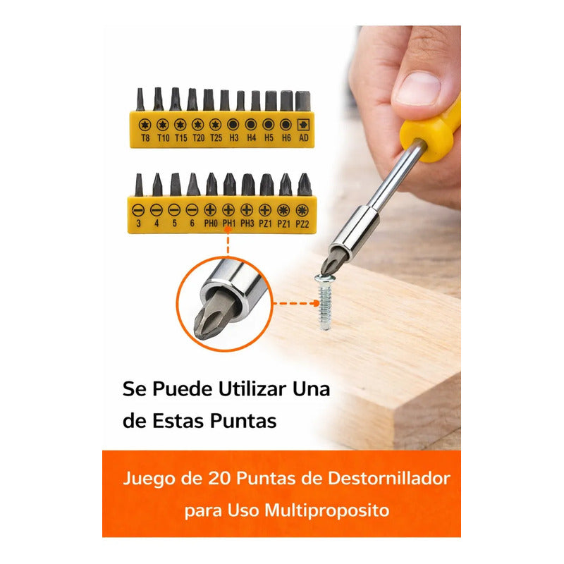 Juego Destornillador Carraca 23 Piezas Trinquete Magnetico