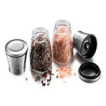 Pack 2 Saleros Molinillos Acero Inox Sal, Pimienta, Especias Plateado