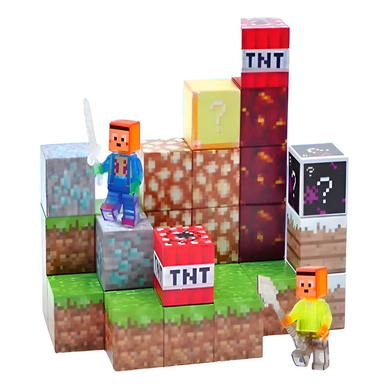 Cubos Bloques Magneticos Minecraft De Construccion 84 Piezas 80 Minecraft