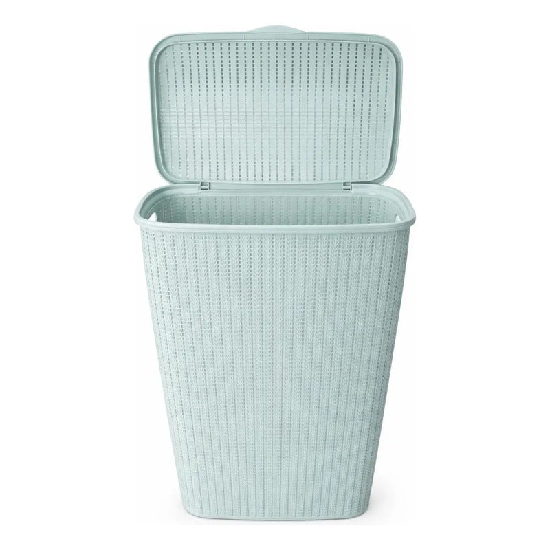 X2 Canasto De Plastico Para Ropa Sucia Con Tapa Calado Cesto Verde Con Tapa