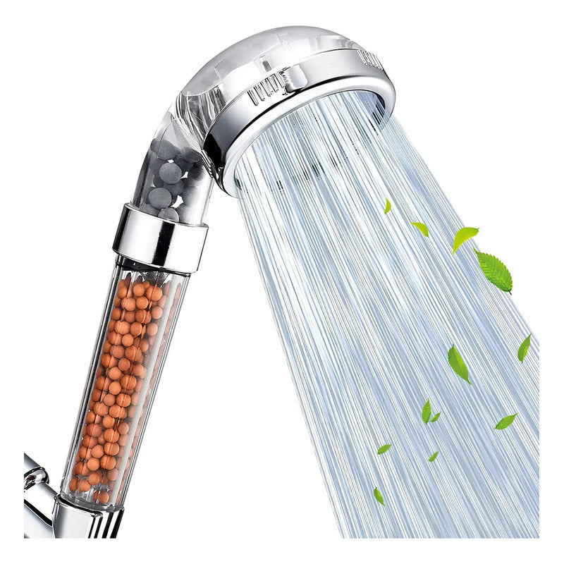 Ducha Spa Purificadora De Agua Con Cabezal Transparente Y 2 Niveles De Presión Brillante