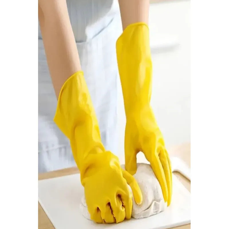 2 Pares De Guantes De Látex Para Lavar Limpieza Cocina 30cm Amarillo