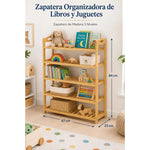 Zapatero De Madera Mueble Organizador De Zapatos 5 Niveles Madera