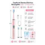 Cepillo De Dientes Electrico Recargable Usb + 2 Repuestos