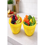 X2 Recipiente Ensalada Bowl Redondo Plastico Multiuso 1.5lts Amarillo
